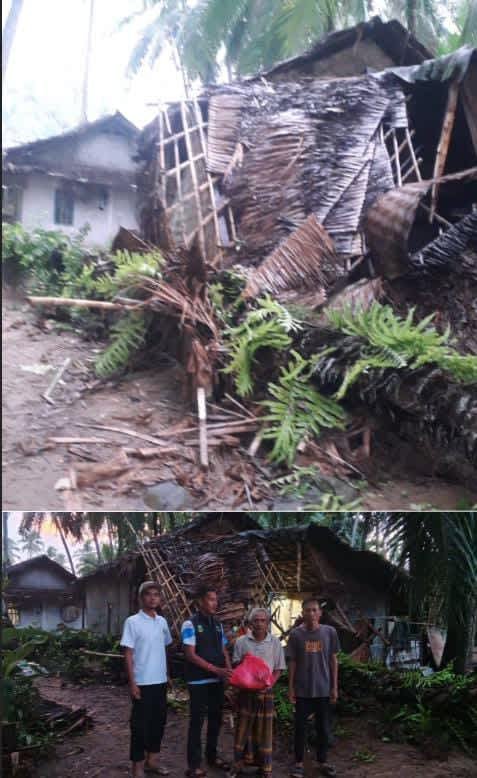 KSB Pagelaran Bersama Tim Terkait Bantu Warga Rumahnya Tertimpa Pohon Kelapa