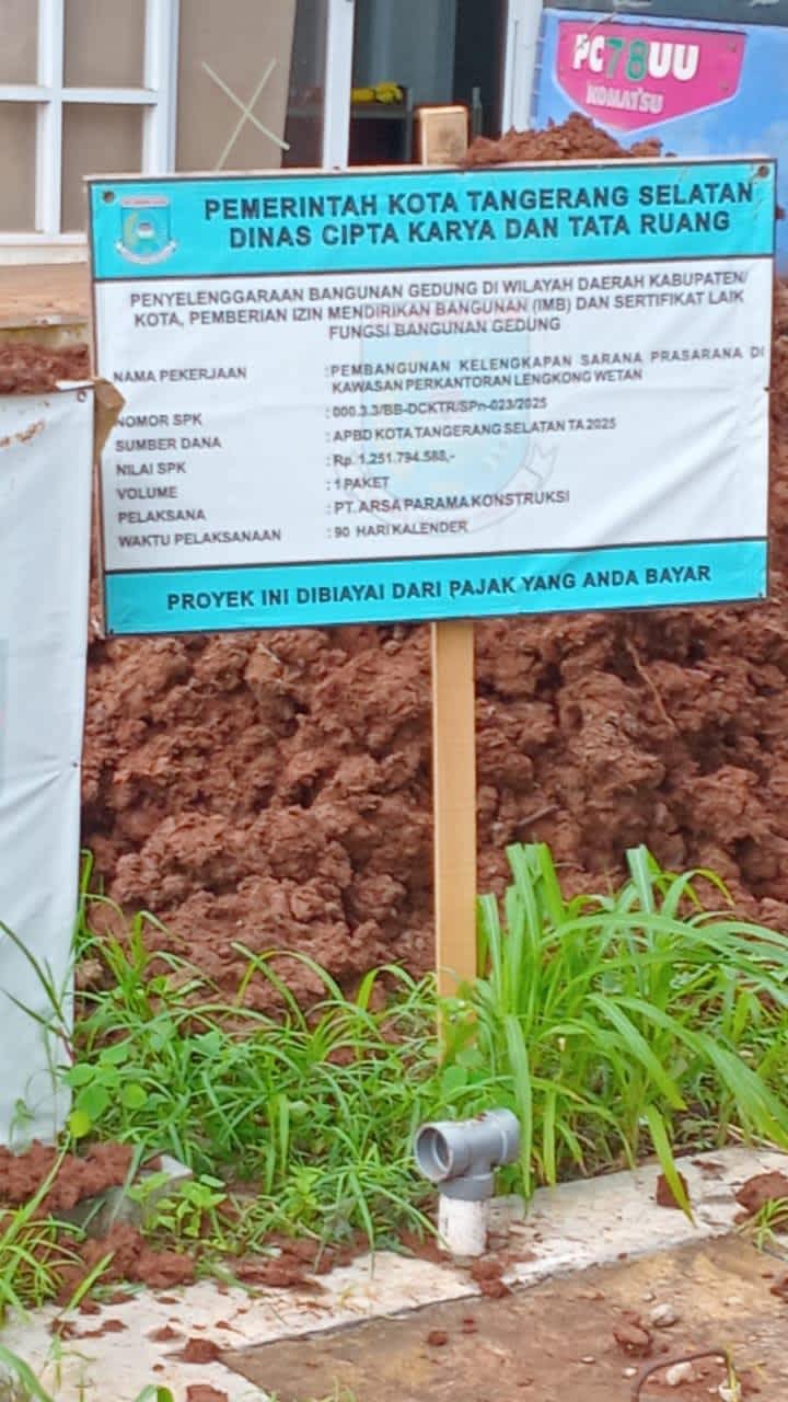 Proyek Sapras di Perkantoran Lengkong Wetan Diduga Tak Sesuai Spek, Bukti Lemahnya Pengawasan Dinas CKTR Tangsel