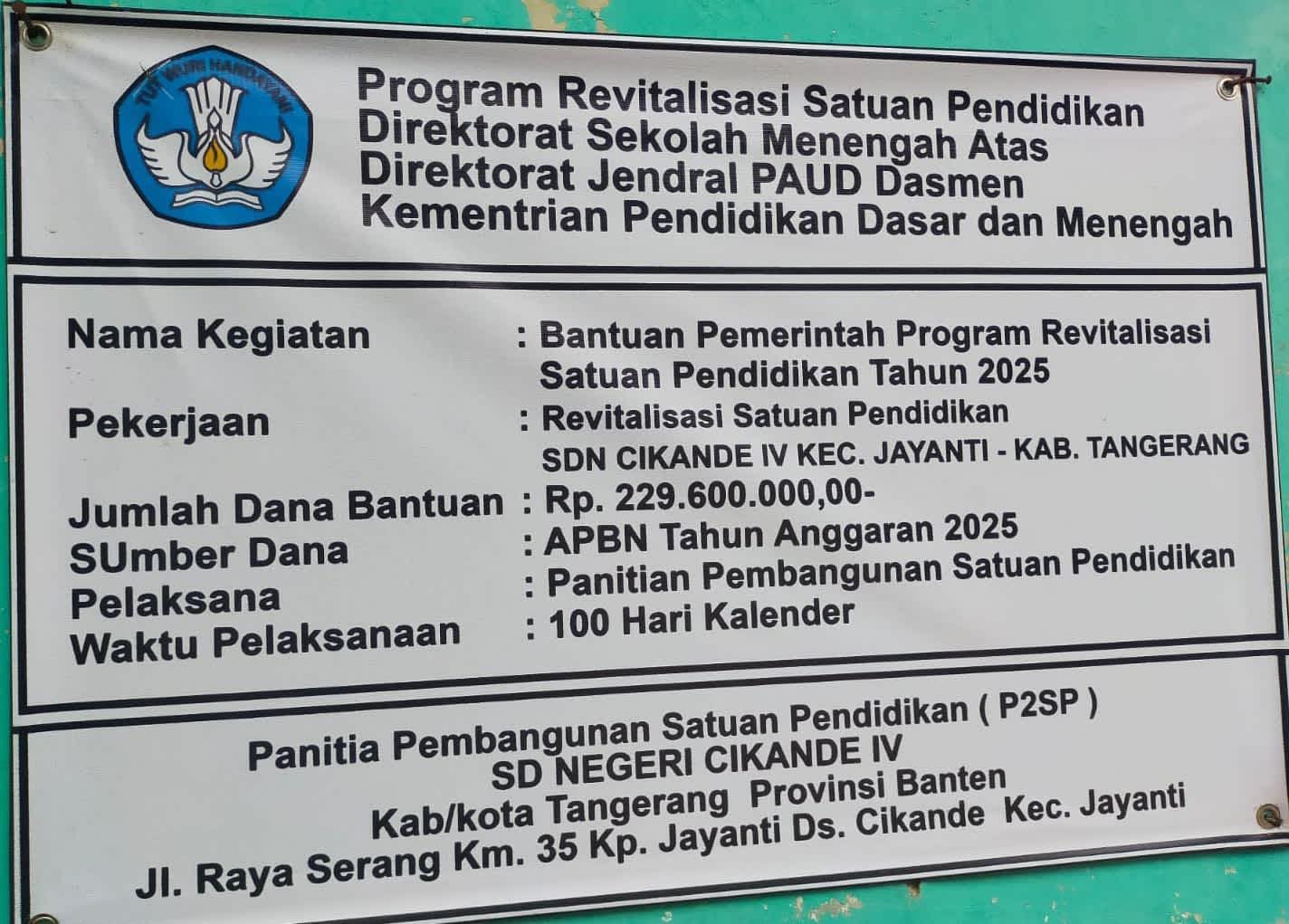 Swaklola Kok Diborongkan? Aktivis Soroti Proyek Revitalisasi SDN Cikande IV