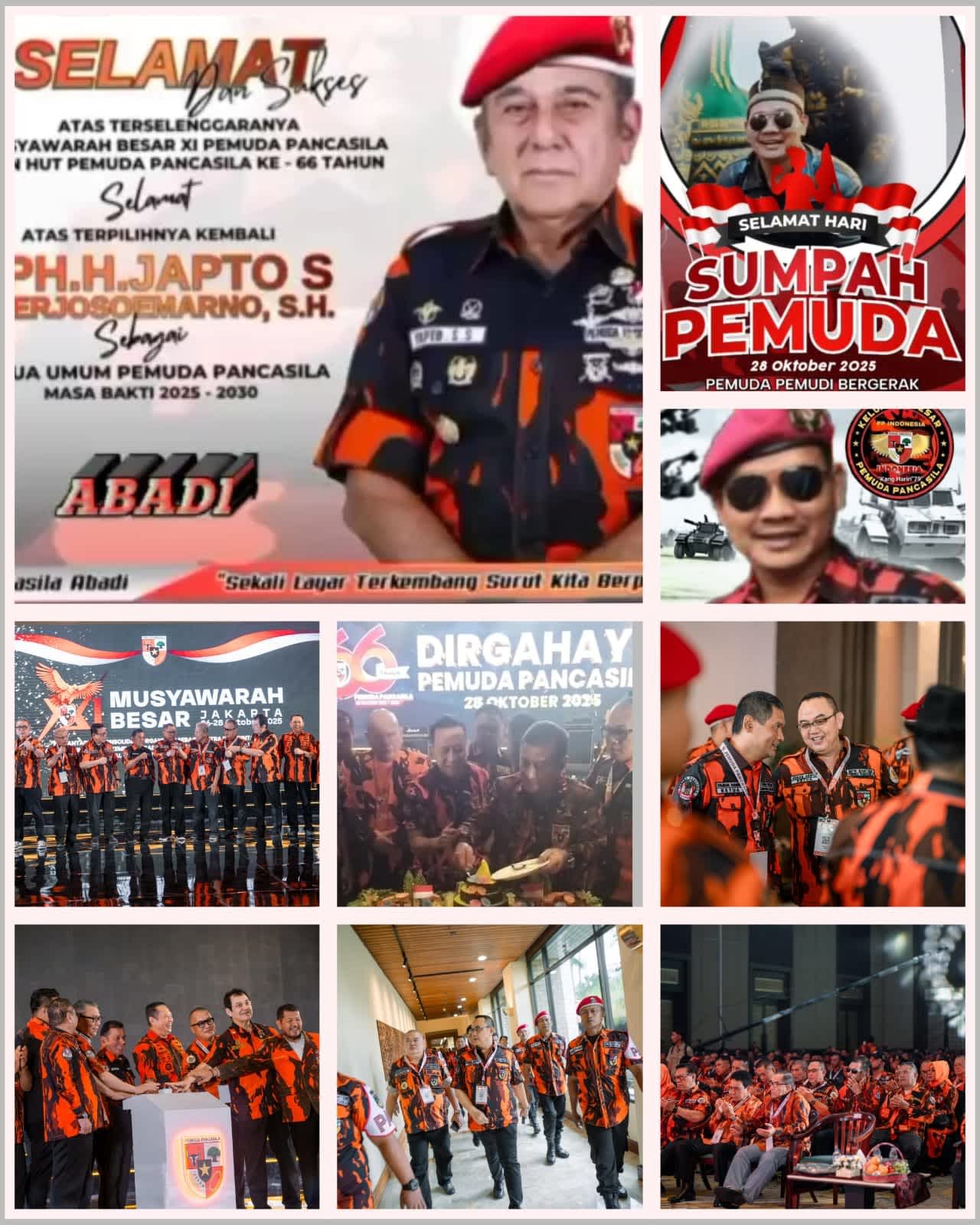 KPH.H.Japto,S,S.,S.H., Terpilih Kembali Sebagai Ketum MPN-PP Periode 2025-2030, Bertepatan HUT Sumpah Pemuda"97" Dan HUT PP Ke-66